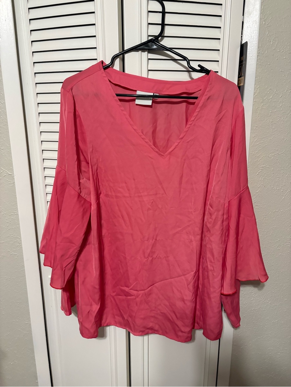 Junarose Coral Pink V-Neck Flutter Sleeve Blouse